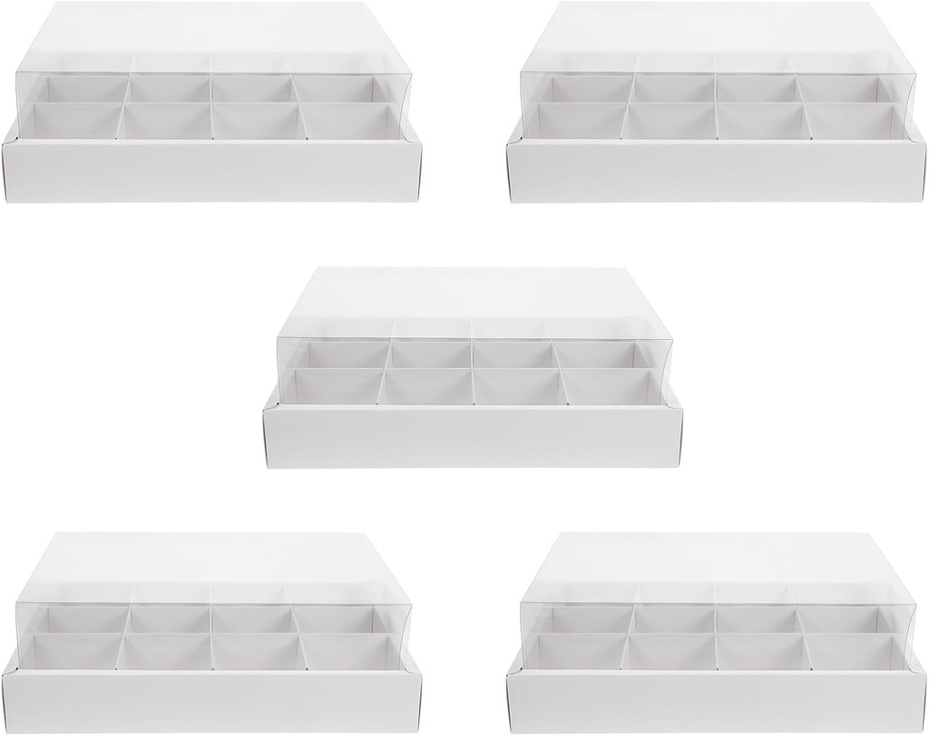 Healifty 12-Compartment Paper Cupcake Boxes Lid 5-Piece Set Cupcake Container for Baking Mousse Cake Packing for Parties and Events