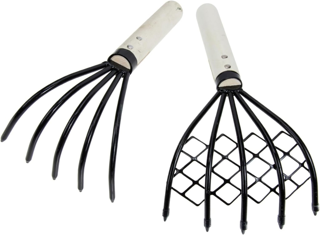 2pcs Hand Rake Claw Beach Shell Digging Tool with Wooden Handles for Seafood Harvesting and Clamming Efficient Loosening Hand Tool for Beach Essentials