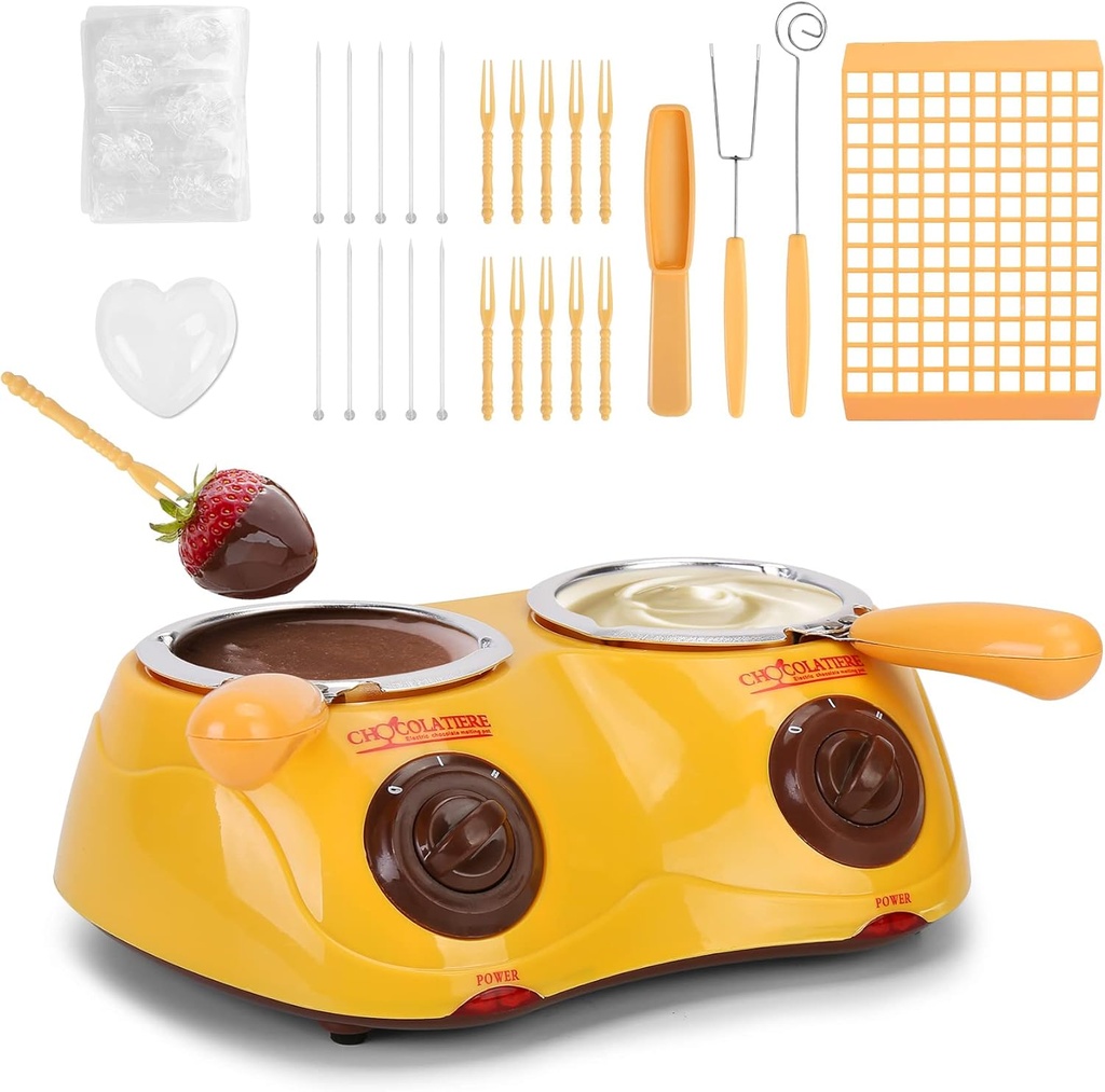 Outamateur Chocolate Melting Pot Electric Chocolate Fondue Mini Fondue Candy Maker with Double Melting Pot for Milk Chocolate,Cheese,Butter,Candy