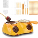 Outamateur Chocolate Melting Pot Electric Chocolate Fondue Mini Fondue Candy Maker with Double Melting Pot for Milk Chocolate,Cheese,Butter,Candy