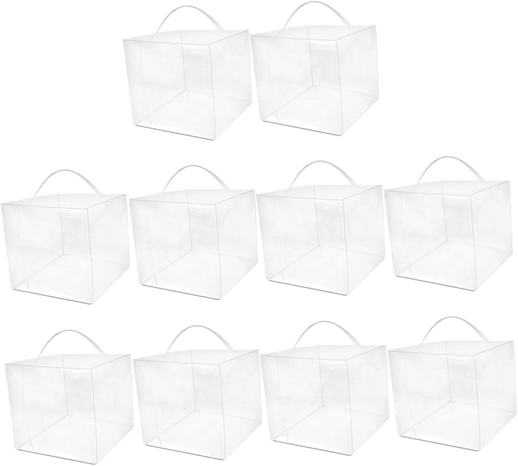 10 Pack Cake Containers Cube Baking Cake Carriers Portable Packing Holders for Birthday Party Home Retail