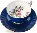 Aynsley Handpainting Colored Glaze Pembroke Oban Fine Bone China English Tea Cup and Saucer Set, 6.1 oz (Blue)