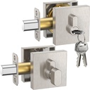 TICONN Door Handle Heavy Duty, Reversible Square Door Lever for Bedroom, Bathroom and Rooms (Deadbolt Only, 2 Pack, Satin Nickel)