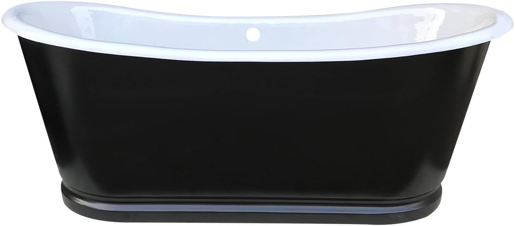 CT Copper Tailor 72" Cast Iron Freestanding Bathtub,Double Slipper Soaking Bath Tub with Overflow Drain,Black,CTCB06B72