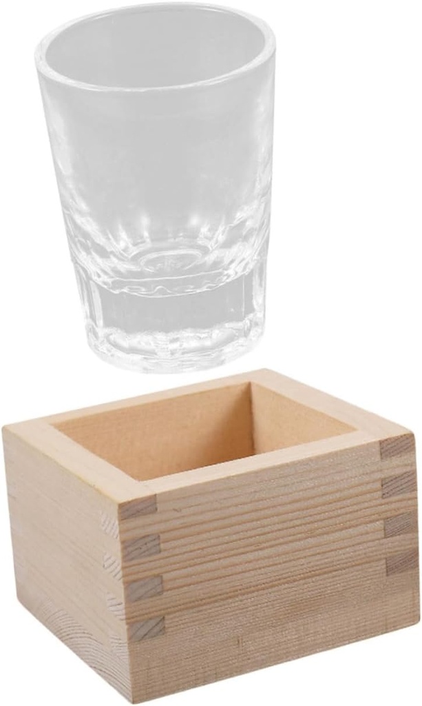 Garneck Traditional Japanese Sake Cups Wooden Box for Sake Tea Water Hot Cold Drinks