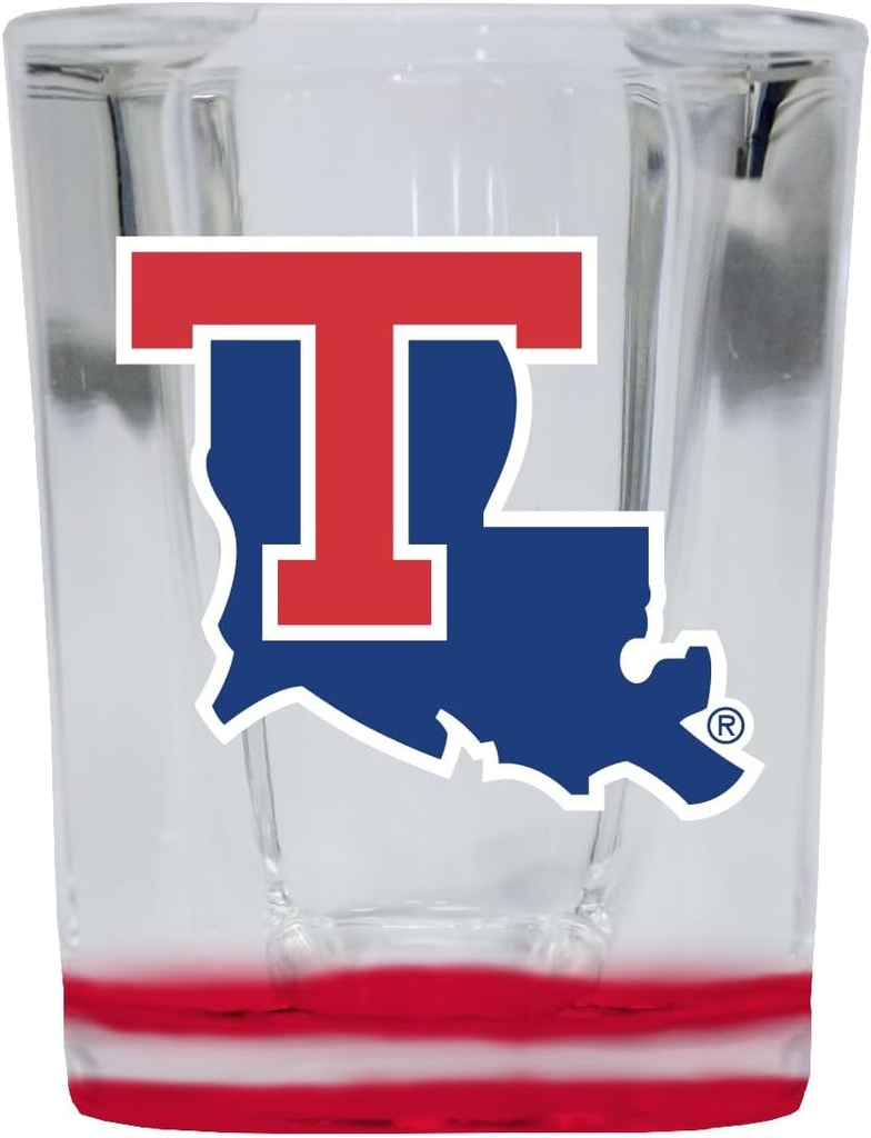 R and R Imports Louisiana Tech Bulldogs 2 Ounce Shot Glass Square Red Base Officially Licensed Collegiate Product Single