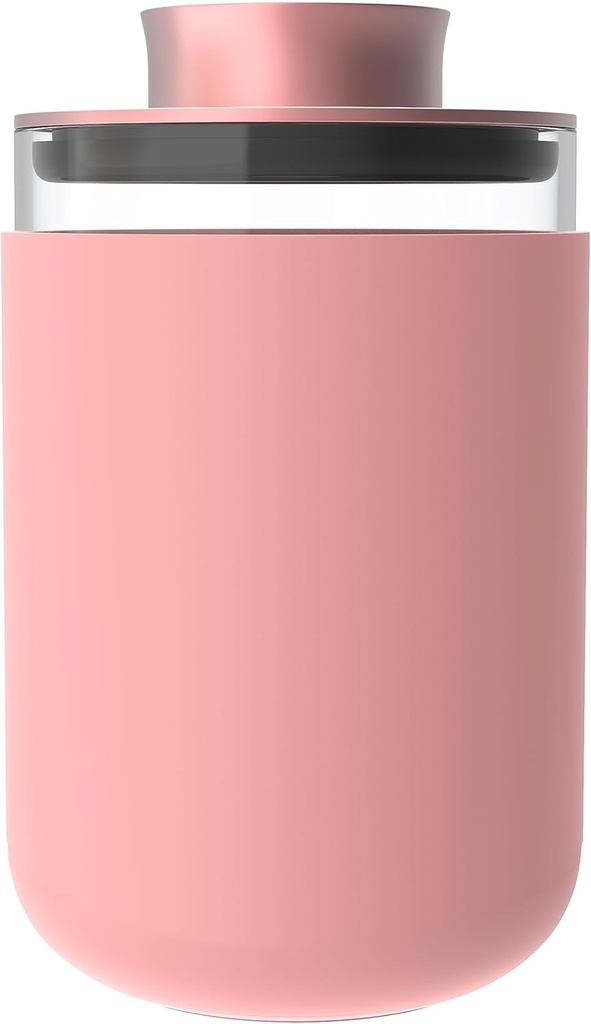 Expression Tees Professional Coffee, Tea and Spice Container - Airtight Glass Jar with Aluminum Lid for Kitchen Storage, Smell Proof for Food Storage, Candy Jar and Cereal Container (Pink)