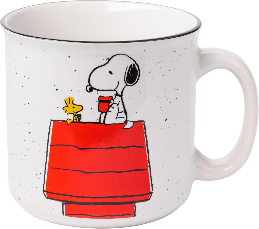 Silver Buffalo Peanuts Snoopy and Woodstock Get Cozy Ceramic Camper Mug, 20 Ounces