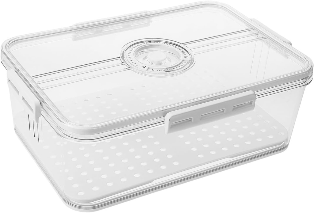 Luxshiny Fruit Vegetable Storage Containers Bread Box Timer Airtight Bread Keeper for Kitchen Refrigerator Organizer Bins