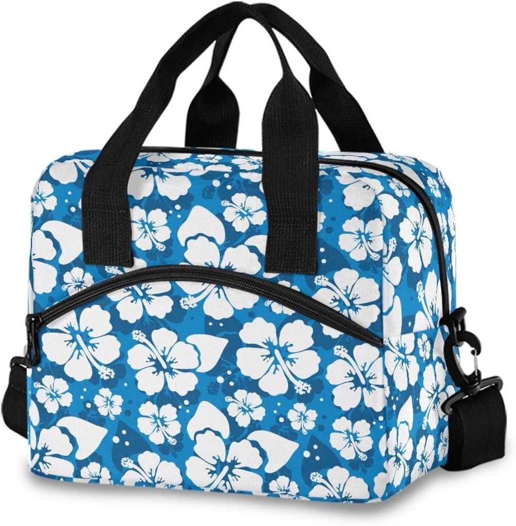 Insulated Hawaii Hibiscus Lunch Bag Unisex Reusable Lunch Box Lunch Bag for Office Work School Picnic Beach, Leakproof Cooler Tote