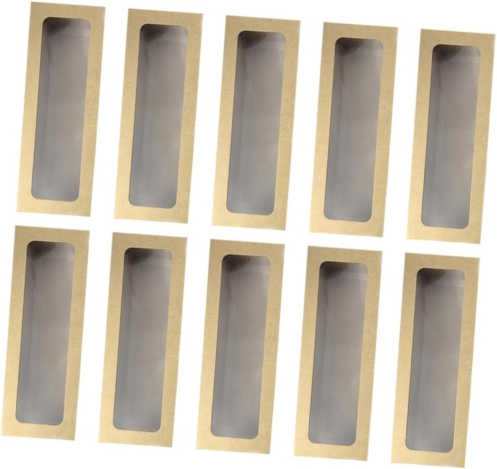 Garneck 10pcs Clear Pvc Window Cake Dessert Boxes Roll and Cookie Containers for Baking and Packaging Kraft Paper