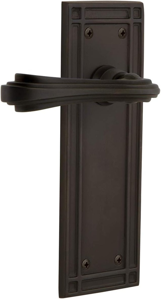 Nostalgic Warehouse Mission Plate Single Dummy Fleur Lever in Oil-Rubbed Bronze
