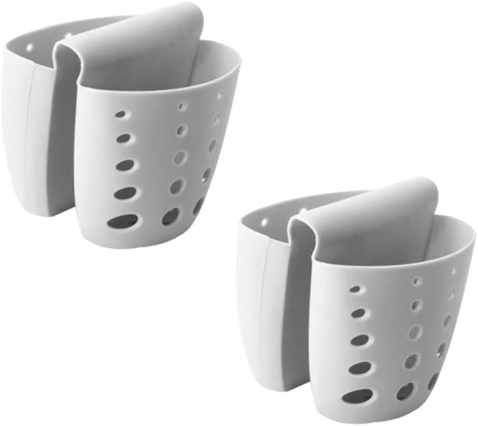2pcs Plastic Sponge Holder Suction Drainage Hanging Basket for Kitchen Bathroom Dish Rack Soap Drainer