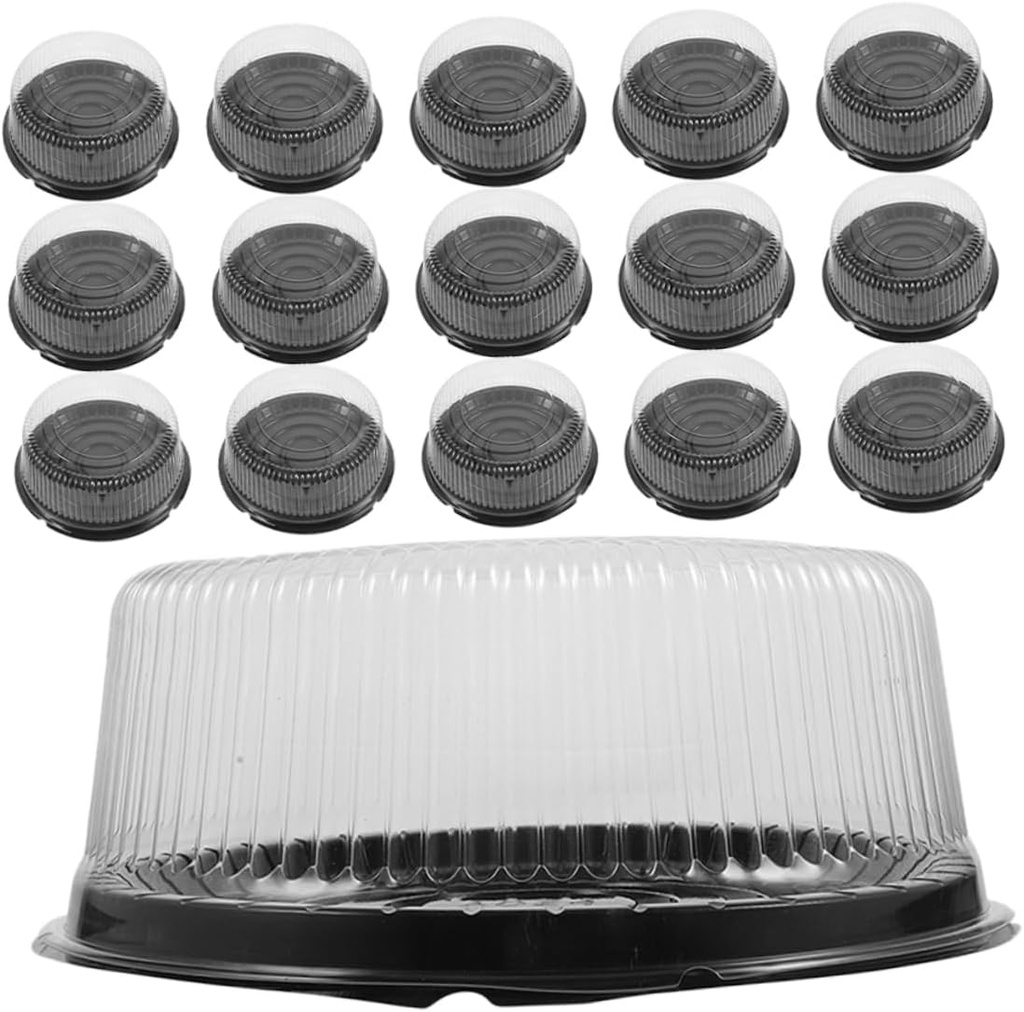 Amosfun 20pcs Round Cake Carriers with Lids Reusable Plastic Dessert Boxes for Birthday Wedding and Party Cakes Cupcakes Pastries Storage and Carrying