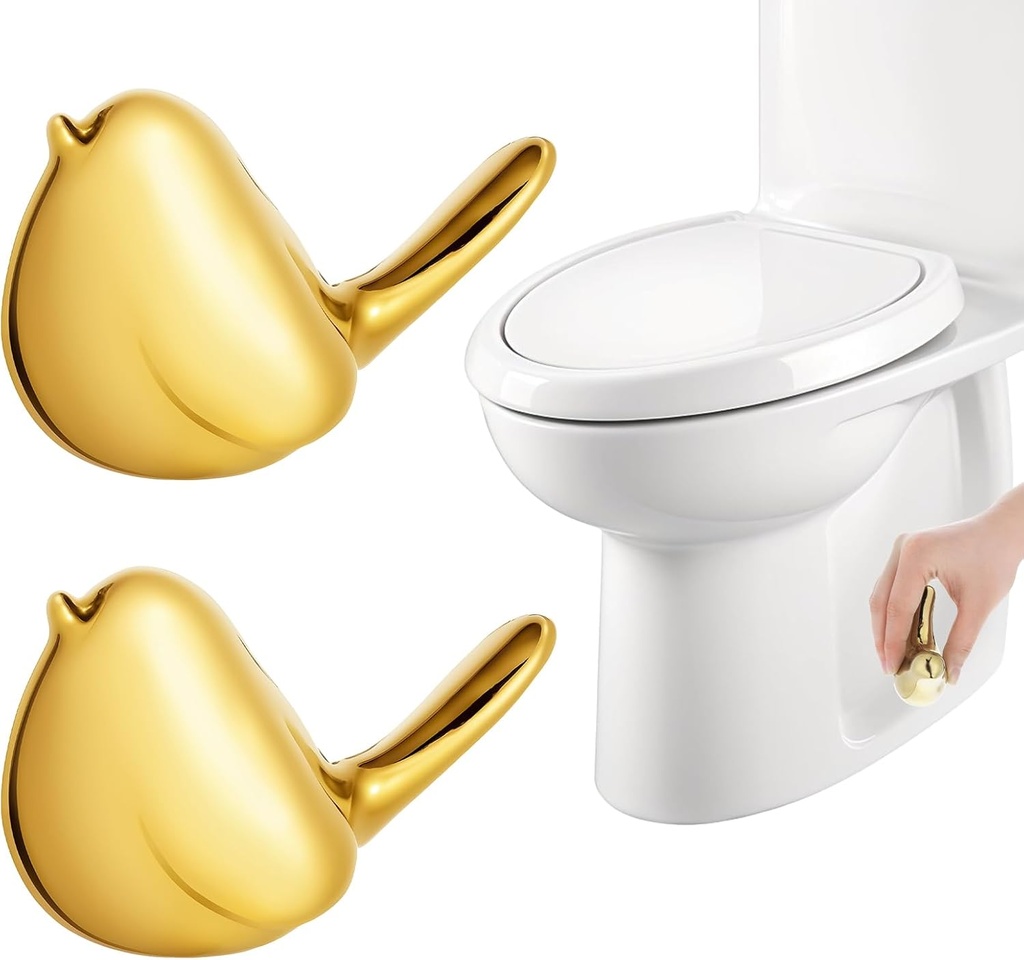 2 Pcs Ceramic Toilet Bolt Caps Small Birds Statues Ceramic Birds Home Decor Modern Style Gold Decorative Ornaments for Bedroom Living Room Office Desktop Cabinets