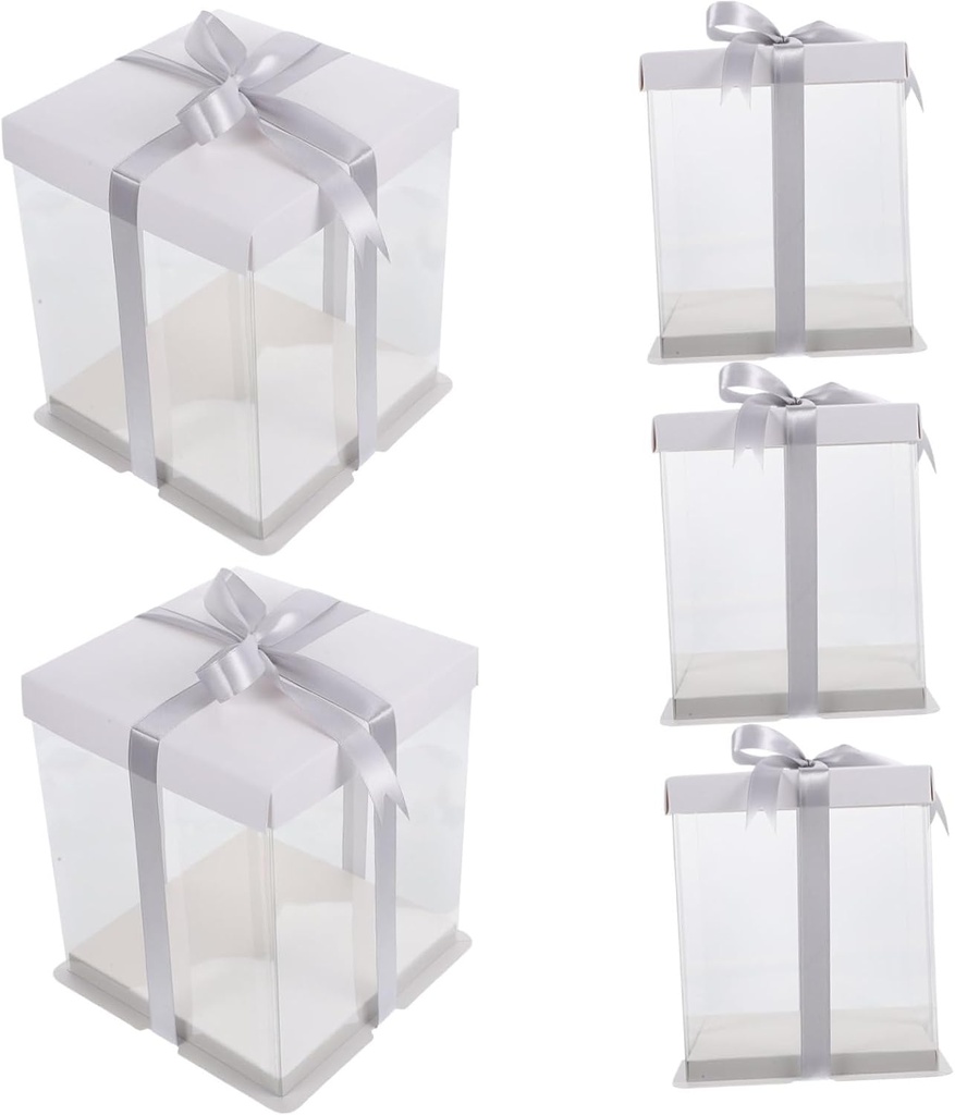 5pcs Transparent Cake Box Birthday Packing Box for Food Storage Compact Lightweight Design for Cakes and Desserts for Parties and Events