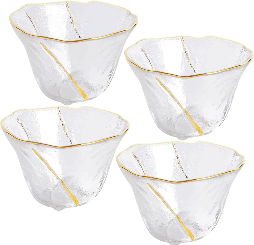 Clear Cold Sake Glasses Serving Set 4 Pcs Saki Glass Tea Cups Japanese Sake Glasses Cups for Cold Warm Hot Sake