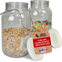 1 Gallon Large Plastic Jars with Lids (2 Pack) - Food Safe & Air Tight - Large Clear Plastic Containers with Lids - Wide Mouth Food Storage Jars - Kitchen & Pantry Organization by Billy Buckskin