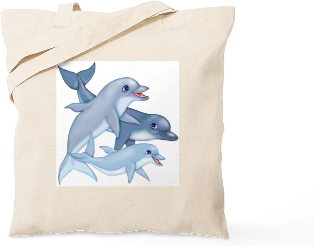 CafePress Dolphin Family Tote Bag Reusable Natural Beige Canvas Shopping Bag