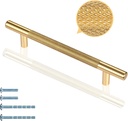Cabinet Handles Gold Drawer Pulls and Knobs Knurled Hardware for Kitchen Bathroom Dresser Furniture Cupboard Door (6, Gold-5 Inch)