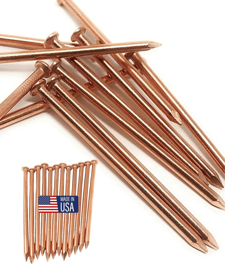 Dubbs Hardware 12-Pack Pure Copper 4-Inch Nail Spikes - Heavy-Duty Tree Stump Root Killer - Eco-Friendly & Chemical-Free Tree Removal - USA-Made Durable Spikes for Landscaping & Gardening