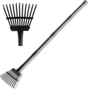 Small Garden Rake for Leaves,11 Tines Heavy Duty Metal Yard Hand Rake with 63in Adjustable Handle,Ideal Leaf Scoops Gardening Tool for Gathering Leaves,Shrub,Poop,Leveling Grass,Garden Flower Bed,Yard