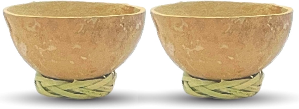 Mezcal Jicaras Cups- Hand-carved Artisan Copitas from Mexico with Natural Fiber Carrizo Base Rodete The Traditional Vessel for Mezcal and Tequila, or Any Agave Spirit Set of 2 (5 ounces)