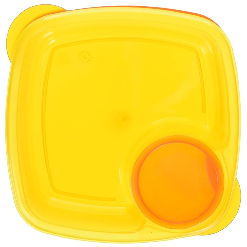 COMPAC HOME Take A Dip 2 The Side Orange-Yellow Compartment Lunch Containers or Snack Container for On The Go, Dishwasher and Microwave Safe - Pack of 1