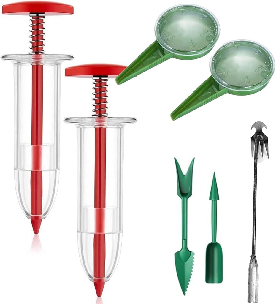 6 PCS Mini Seed Spreader, 2024 New Mini Sowing Seed Dispenser, Small Seed Planter Tool, Manual Seedlings Dibber and Widger Set, Seed Sower Spreader Handheld for Tiny Seeds (Set A)