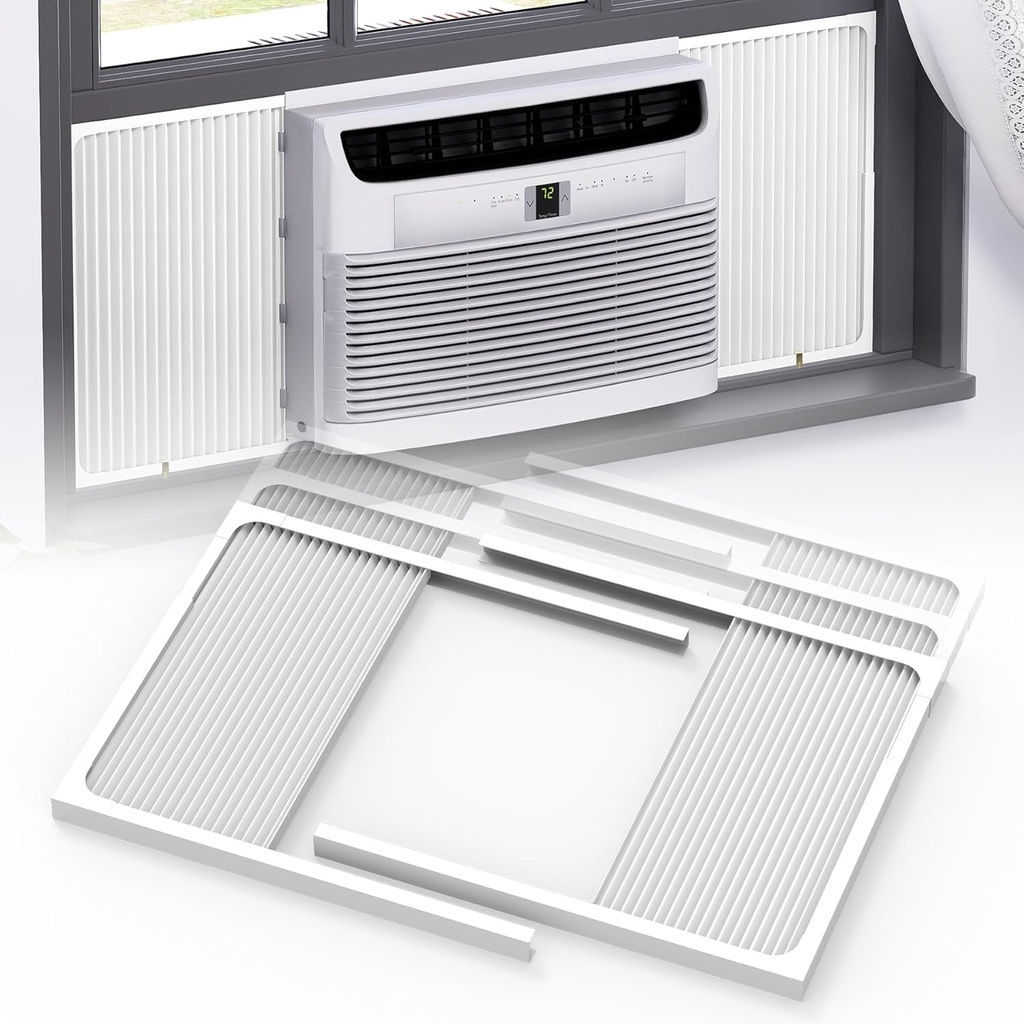 Window Air Conditioner Side Panels with Adjustable Frame, Universal Window AC Side Panels for 5,000 to 14,000 Btu Window AC Units, Extra Wide Window Air Conditioner Insulation Panels, 2 Pack