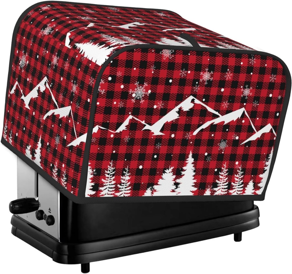 Oven Cover Kitchen Bread Machine Protector,4 Slice Toaster Cover For Home,Fingerprint Coaster Cover,Kitchen Small Appliance,Christmas Tree Buffalo Plaid