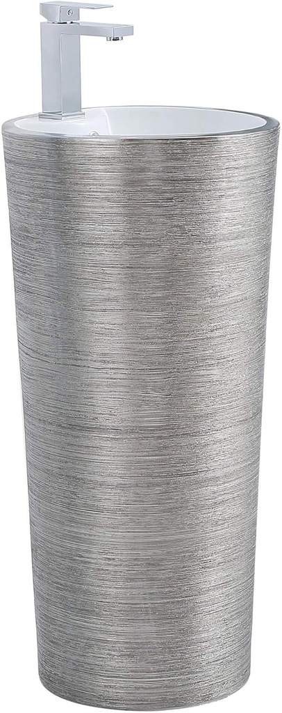 Fine Fixtures Vannes Bathroom Sinks - Modern Bathroom Pedestal Sink for Contemporary Spaces - Upgrade Your Bathroom with Stylish and Durable Bathroom Pedestal Sinks 16"X16" Brushed Silver