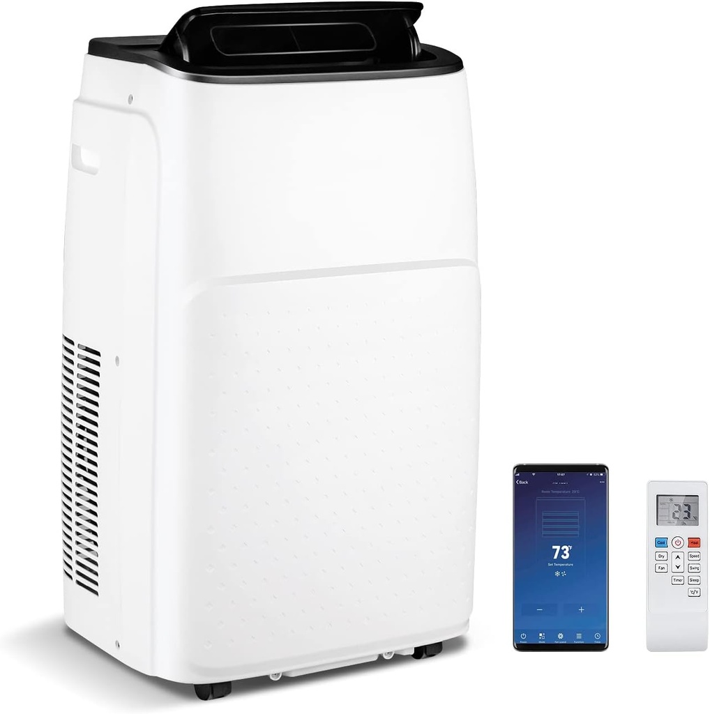 PETSITE Smart Portable Air Conditioner & Heater 13000 BTU, 4-in-1 Stand up AC Unit, Dehumidifier, Heater & Fan with Remote Control Window Kit For Rooms up to 600 Sq.ft