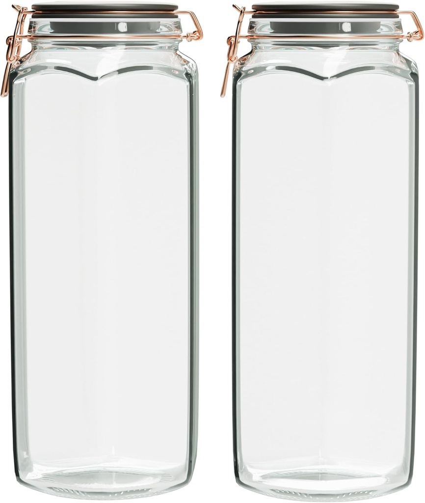 Amici Home Adler Hermetic Preserving Glass Canister | Set of 2 | Glass Kitchen Jar for Cookies, Coffee Beans, Flour & Sugar | Kitchen and Pantry Organization | 52 Ounces