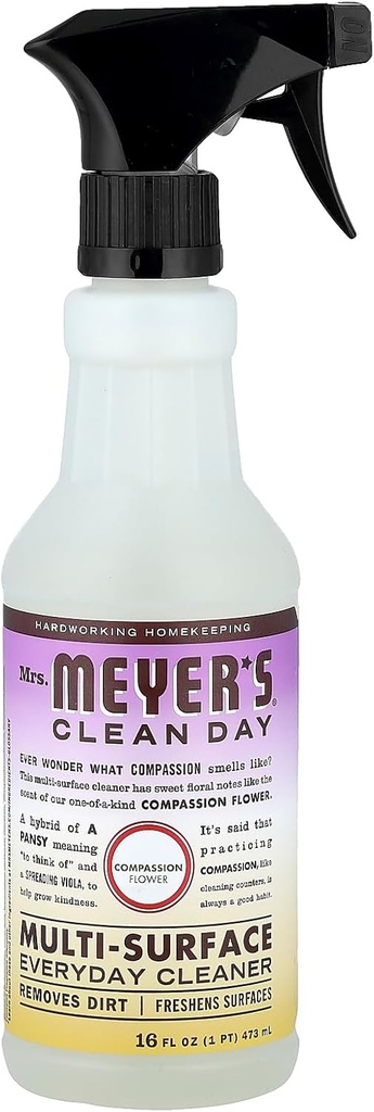 MRS. MEYER'S CLEAN DAY Multi-Surface Everyday Cleaner, Compassion Flower Scent, 16 Ounce Bottle
