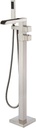 Thermostatic Freestanding Bathtub Faucet Waterfall Tub Filler Brushed Nickel Floor Mount Brass Bathroom Faucets with Hand Shower