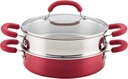 Rachael Ray Create Delicious Aluminum Nonstick Steam Set, 3-Quart, Red Shimmer