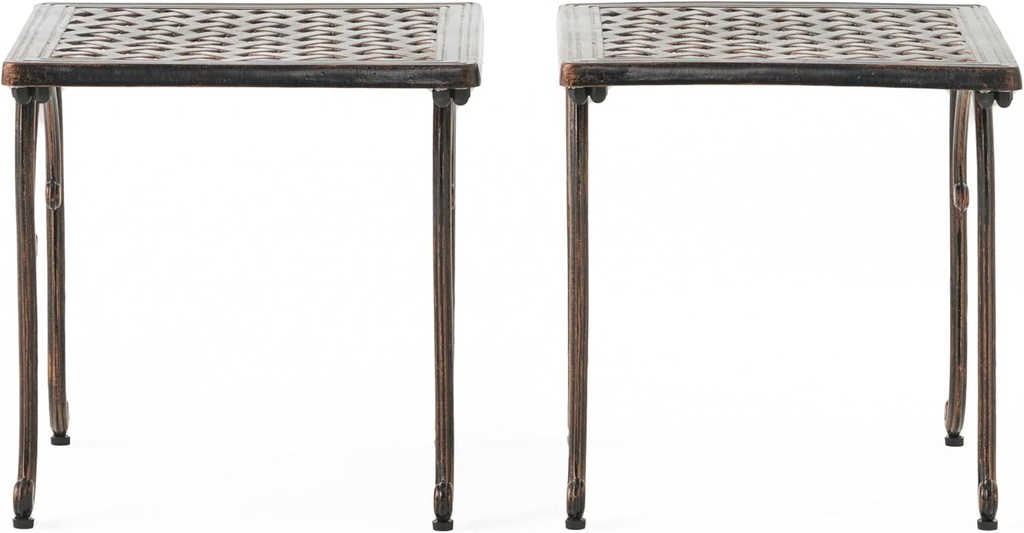 Christopher Knight Home Mckinley Outdoor Cast End Tables, 2-Pcs Set, Shiny Copper