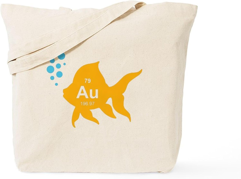 CafePress Periodic Table Elemental Gold Fish Tote Bag Reusable Natural Beige Canvas Shopping Bag