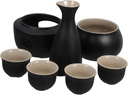 Zerodeko 1set Japanese Style Sake Warmer Set Ceramic Sake Pot Warmer Cups for Home Gatherings Business Dinners
