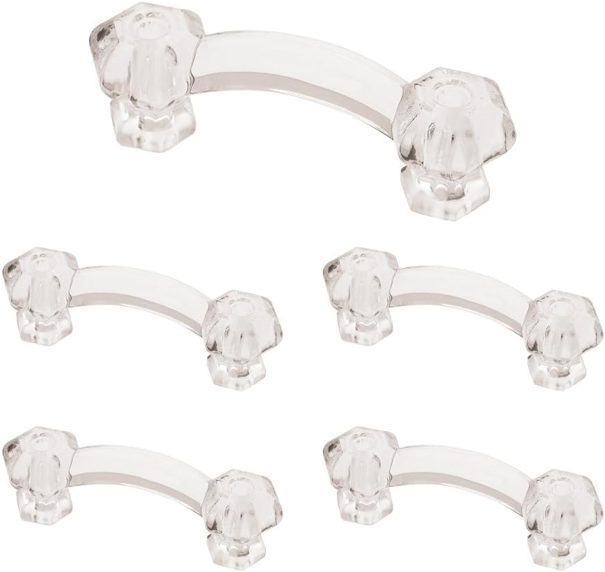 Franklin Brass Victorian (5-Pack) Cabinet Handles 3" Hole Center Clear Kitchen Drawer Pulls Dresser, Furniture Hardware PN0300-CLR-C1
