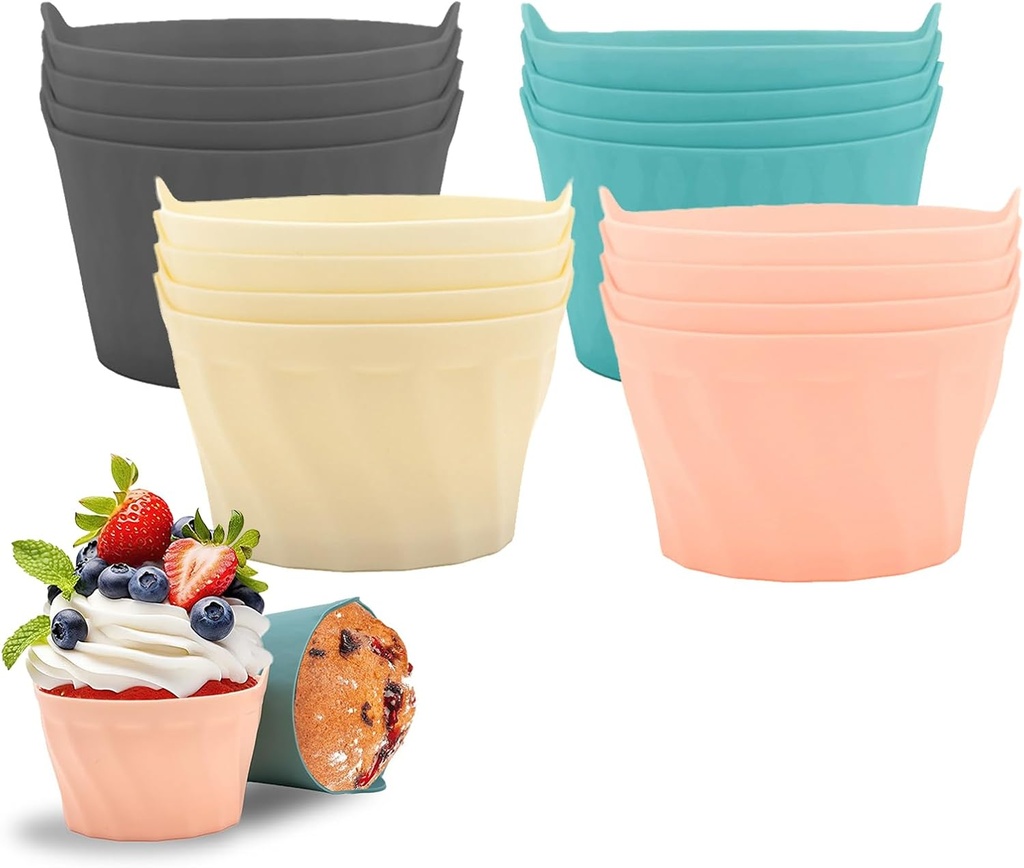 VolksRose Ramekins for Air Fryer, Air Fryer Egg Moulds, 16 PCS Silicone Muffin Cases Muffin Trays