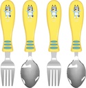 Zak Designs Bluey Kid Flatware Set with Fun Character Art on Both Utensils, Non Slip Fork and Spoon Set is Perfect for Encouraging Picky Eaters to Finish Their Plates (2 pk, BPA-Free)