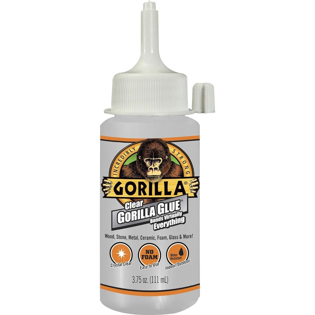 Gorilla Clear Glue, 3.75 Ounce Bottle (Pack of 1) - Crystal Clear, All Purpose, and Water Resistant