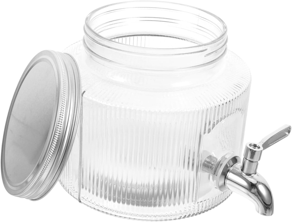PRETYZOOM Glass Beverage Dispenser Stainless Steel Spigot Large Capacity Container for Juice Tea and Lemonade for Home and Parties