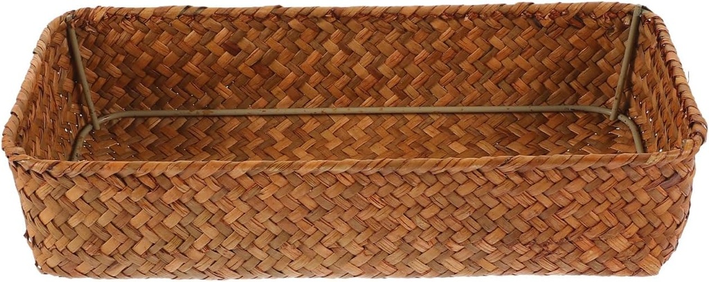 Wicker Cutlery Holder - Woven Utensil Storage for Kitchen Countertop & Pantry - Long Narrow Basket for Toilet Paper & Seasoning Jars