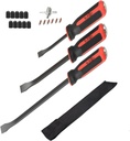 Dr.Roc 3pcs Pry Bar Set with Ergonomic Handles with Strike Cap and Angled Tip Machanic Hand Tools for Prying, Lifting,Pulling,demolishing and Repairing