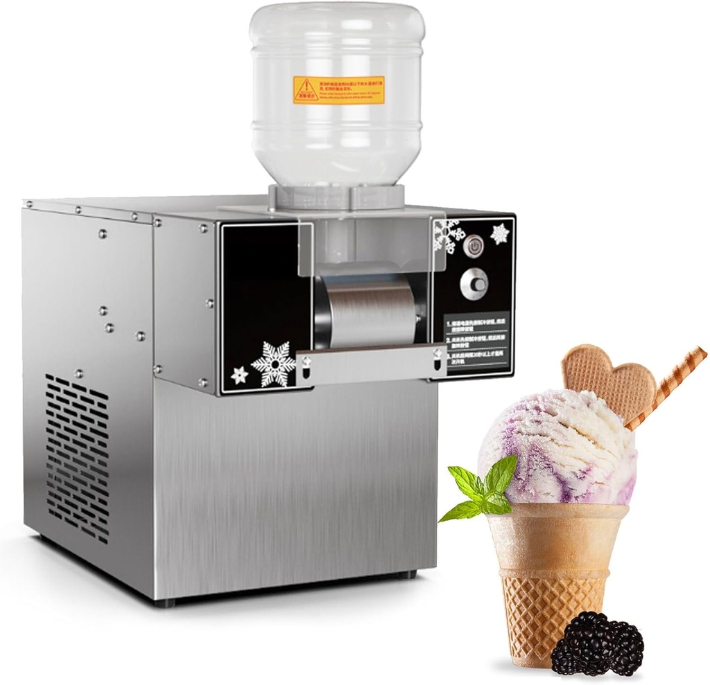 Automatic Snowflake Ice Machine - Electric Ice Cream Machine Crusher, 60/120kg Per Day - Adjustable Thickness Snowflake Ice Machine for Bar Cocktails/Milk,60KG