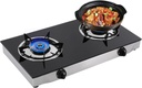 Gas Stove with 2 Burners, Portable Gas Stove with Independent Control, 2 Burners Gas Stove, Portable Tempered Glass Camping Burner, Countertop Gas Stove for Kitchen, Home and Commercial Use