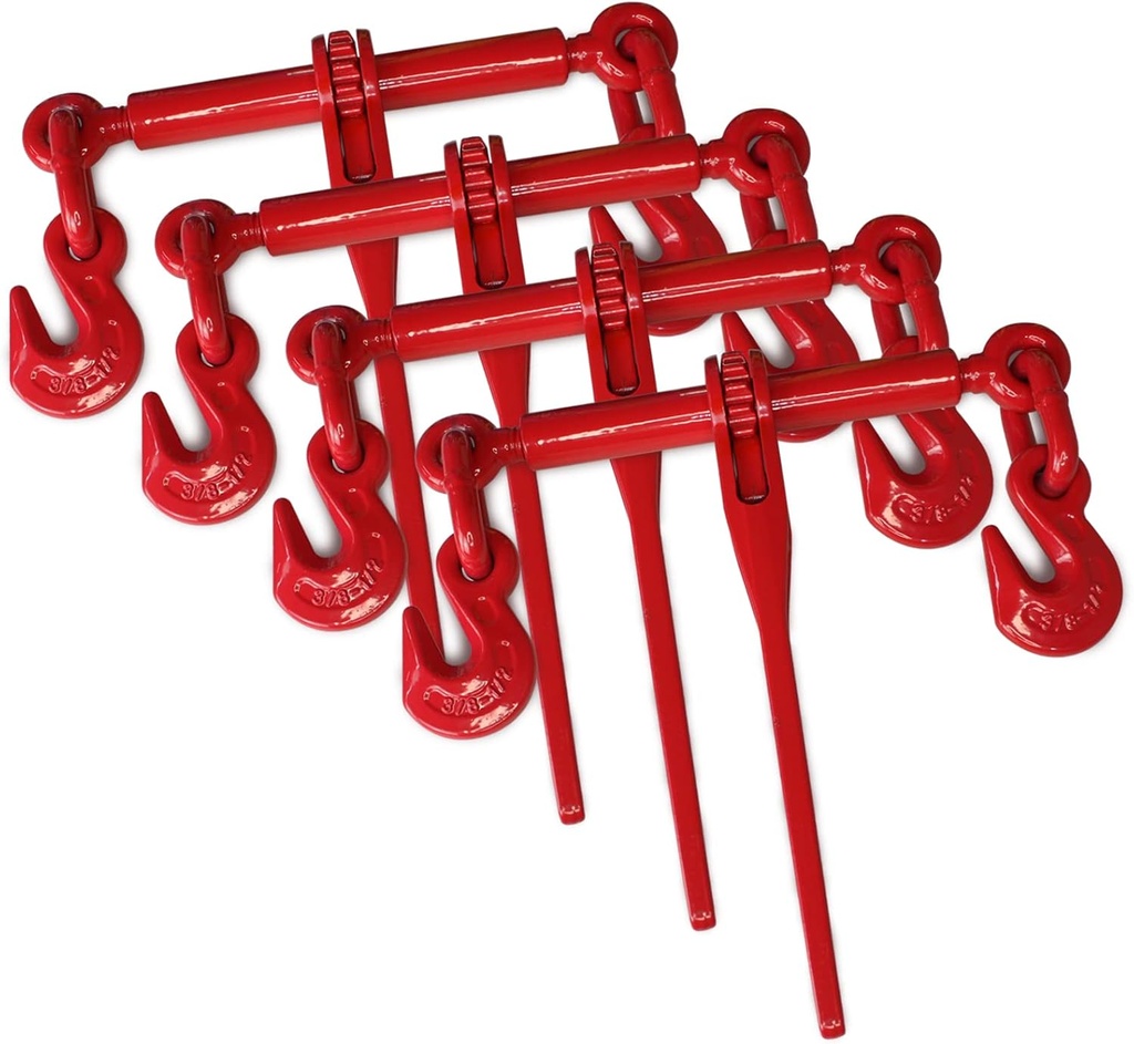ENJ 4 Pack Ratchet Load Binder with 2 Grab Hooks, for 3/8-1/2 Grade 70 Transport Chain, Load Binder with 9,200 Pound Working Load Limit